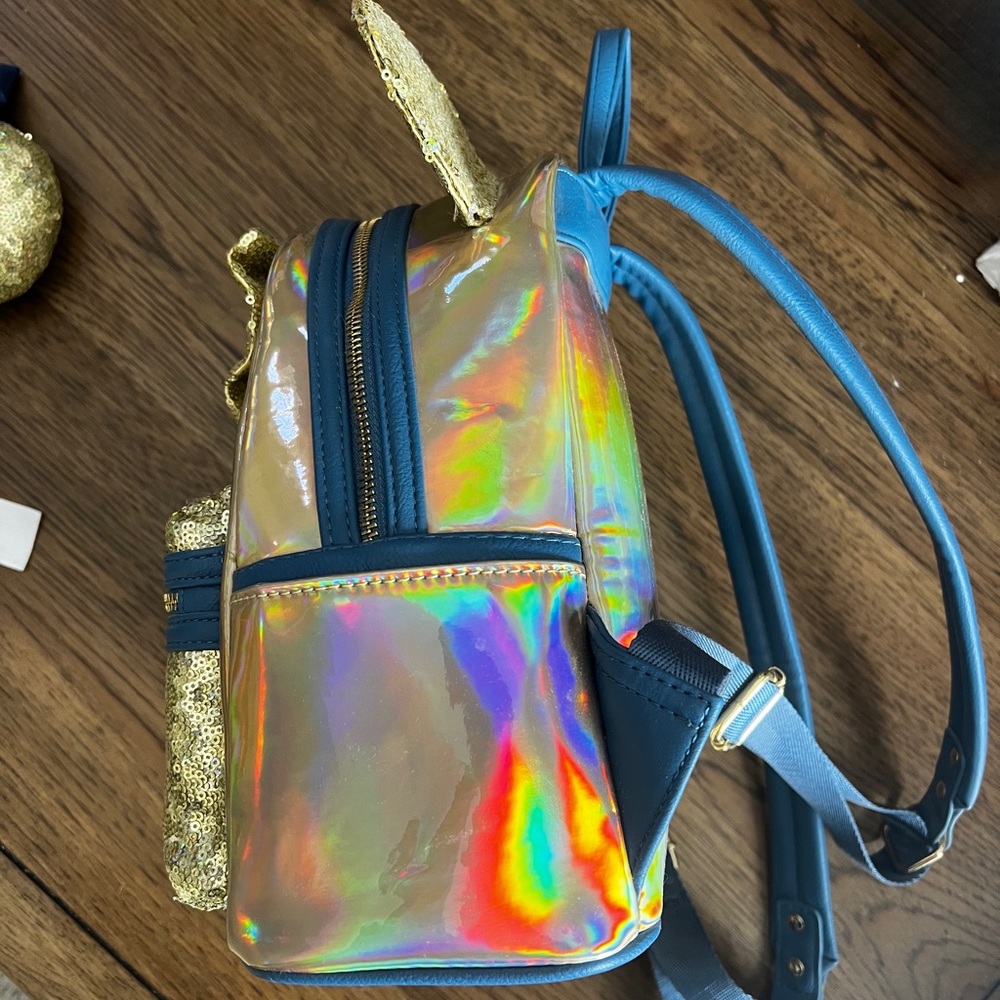 Disney Parks 50th Minnie Sequins Iridescent Loungefly Backpack and Minnie Ears - Picture 4 of 8